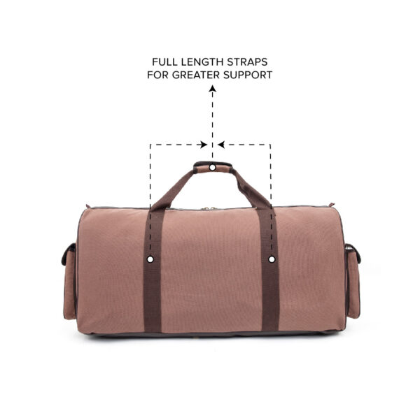 Barton 48"X10"X16" Battle Bag 600D Faux Leather Trim– Dark Brown - Image 2