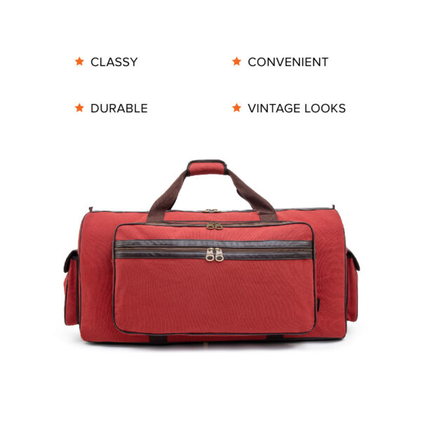 Barton 48"X10"X16" Battle Bag 600D Faux Leather Trim– Brick Red - Image 4